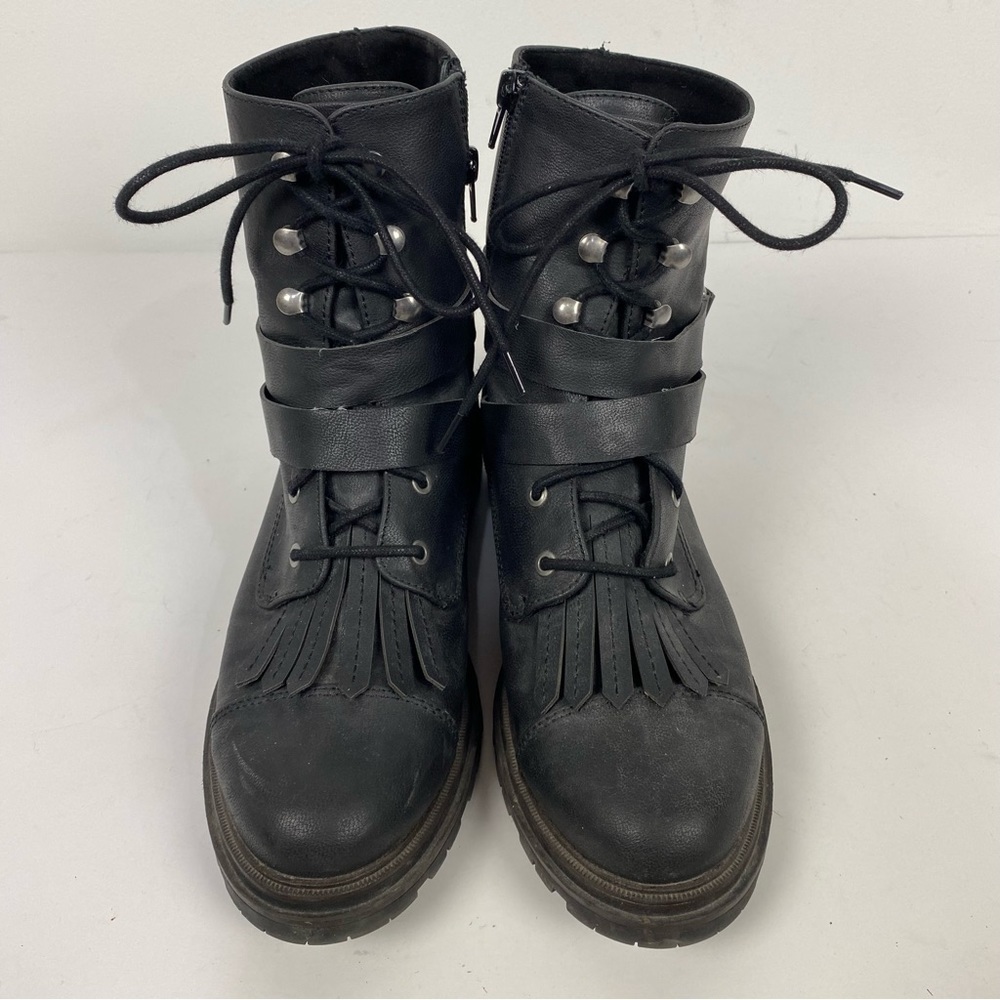 Rocket Dog Black Lace Up Moto Boots grunge goth gothic - Picture 2 of 9